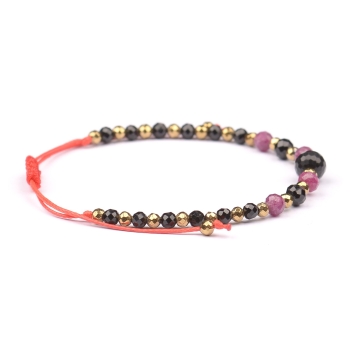 Bransoletka celebrytka czarny TURMALIN RUBIN HEMATYT ochrona i optymizm